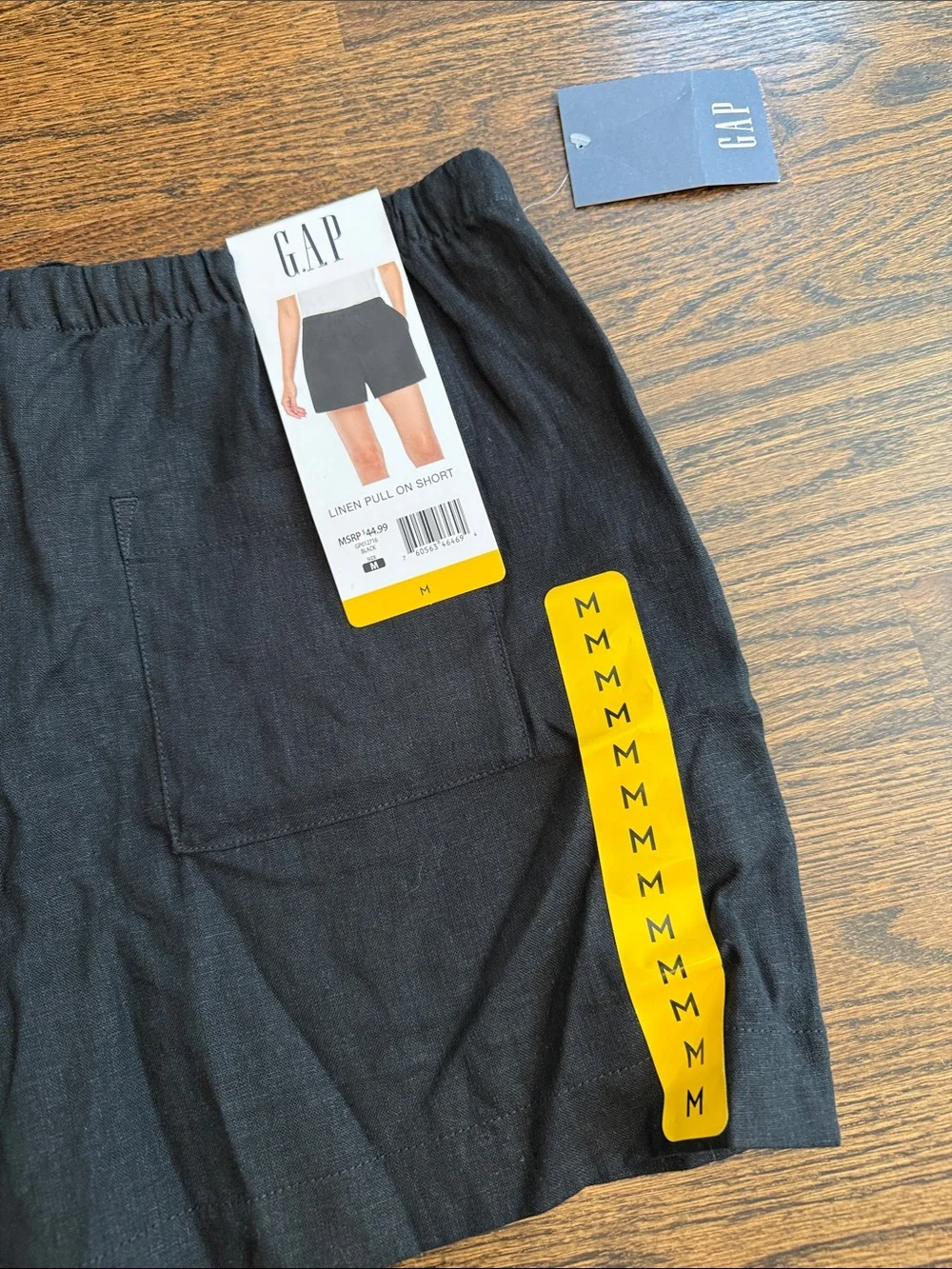 GAP Black High-Waist Linen-Blend Shorts with Patch Pockets medium
